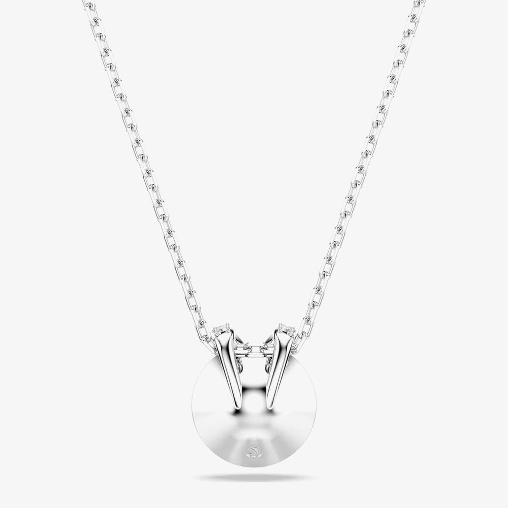Swarovski Bella Rhodium Plated Round Blue Crystal Pendant Necklace 5734232