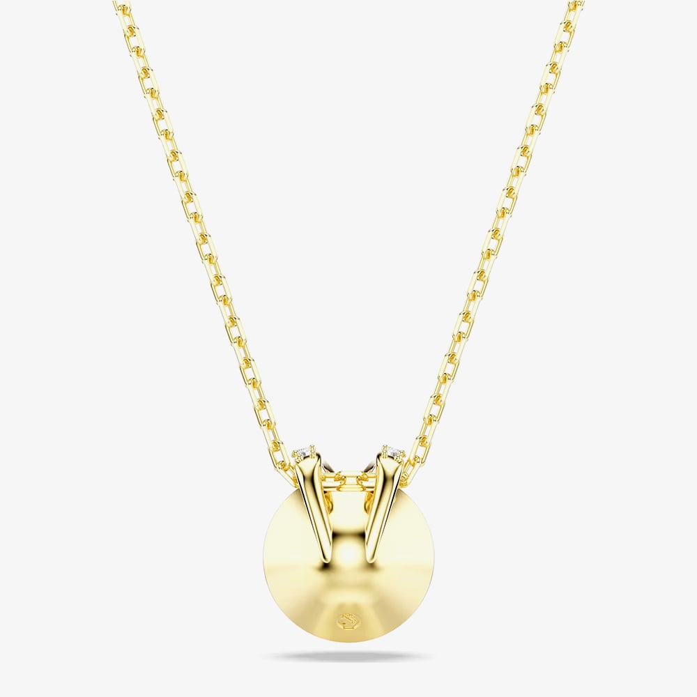 Swarovski Bella Gold Tone Plated Round Green Crystal Pendant Necklace 5735387