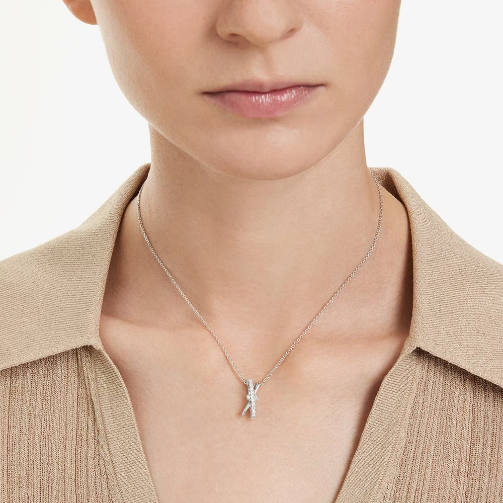 Swarovski Hyperbola Rhodium Plated Three Hoop Necklace 5737064