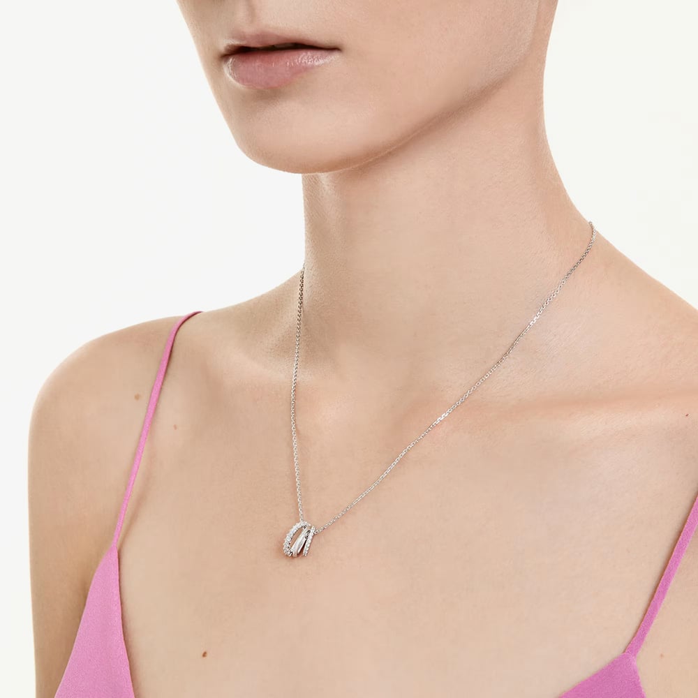 Swarovski Hyperbola Rhodium Plated Three Hoop Necklace 5737064