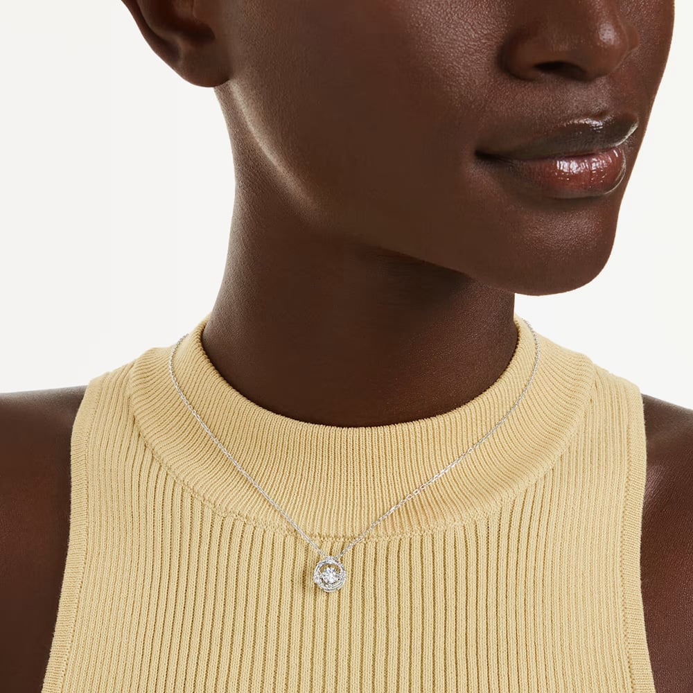 Swarovski Constella Rhodium Plated Dancing Stone Necklace 5738247