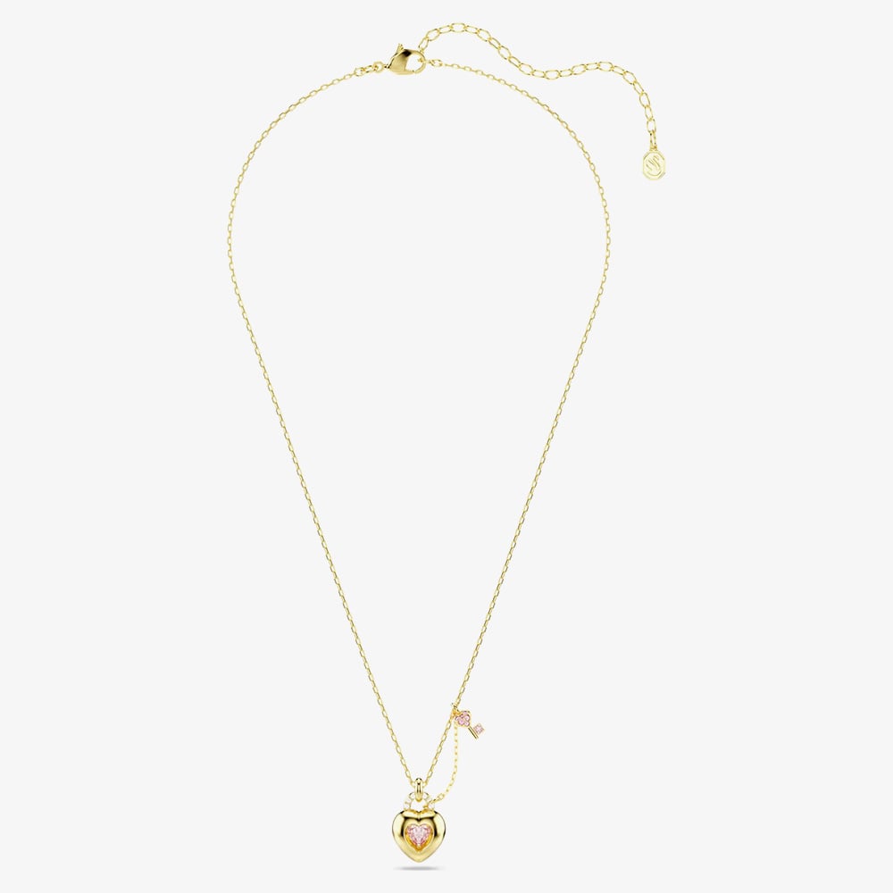 Swarovski Idyllia Gold Tone Plated Pink Heart Key Necklace 5737288