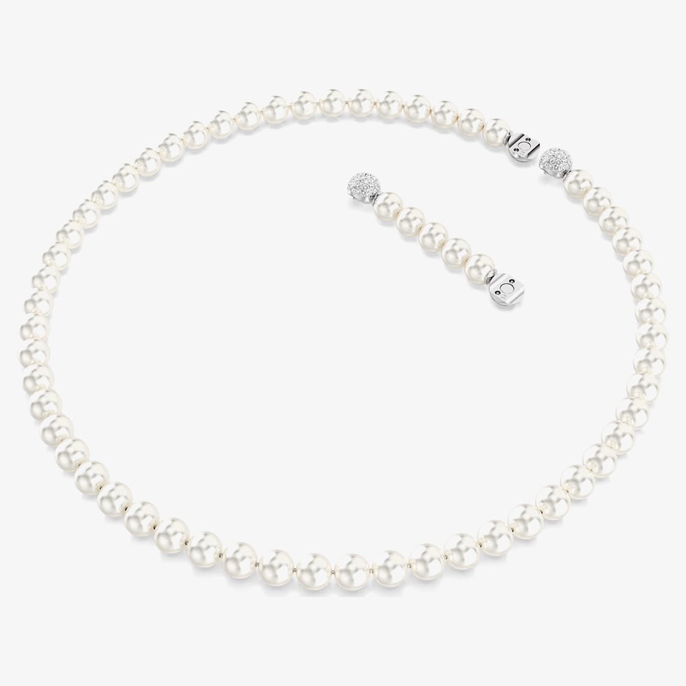 Swarovski Matrix Rhodium Plated White Crystal Pearl Necklace 5747746