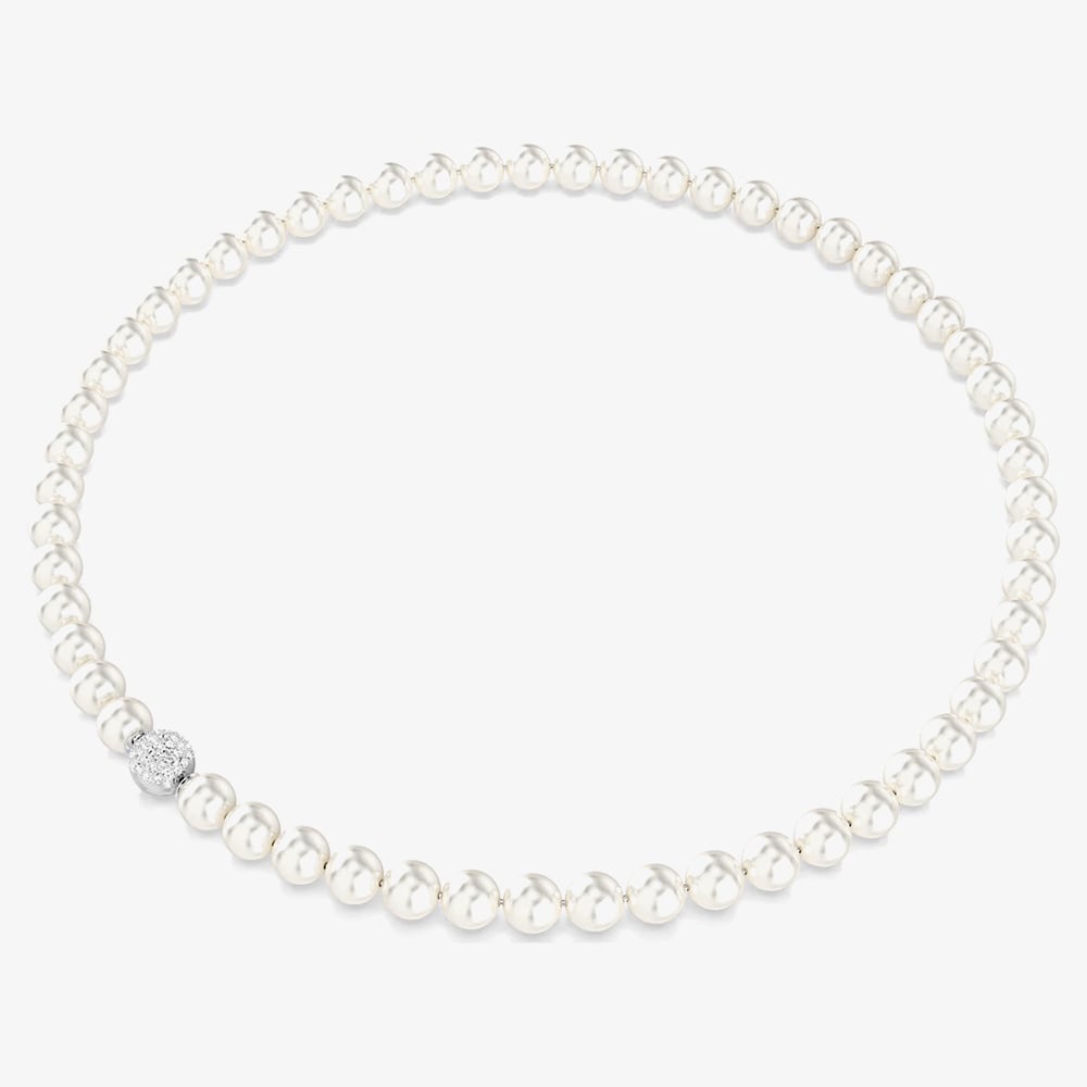 Swarovski Matrix Rhodium Plated White Crystal Pearl Necklace 5747746