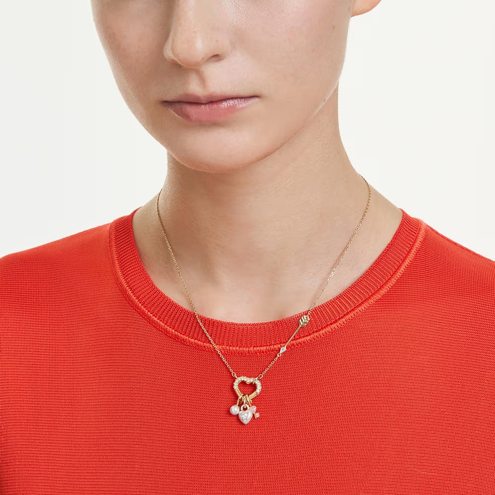 Swarovski Idyllia Gold Tone Plated Mixed Crystal Heart Necklace 5737290