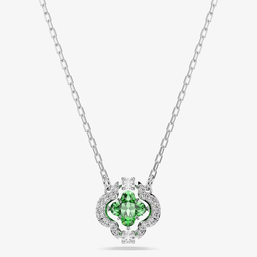 Swarovski Una Angelic Rhodium Plated Green Clover Pendant 5757785