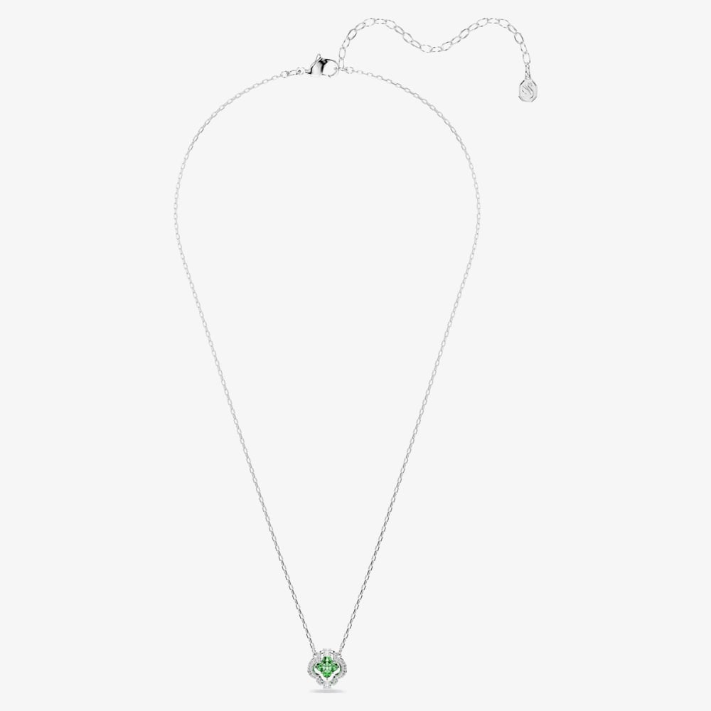 Swarovski Una Angelic Rhodium Plated Green Clover Pendant 5757785