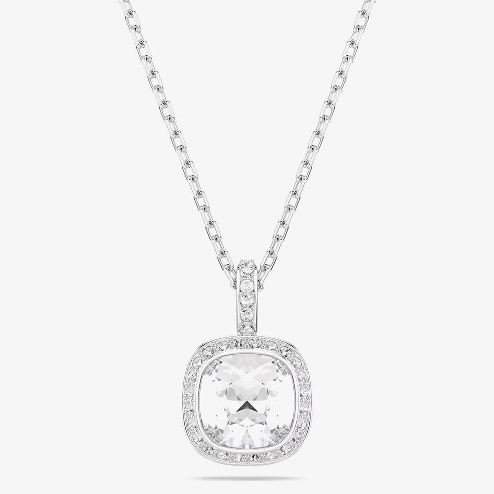 Swarovski Una Angelic Rhodium Plated Cushion Cut Halo Pendant 5754340