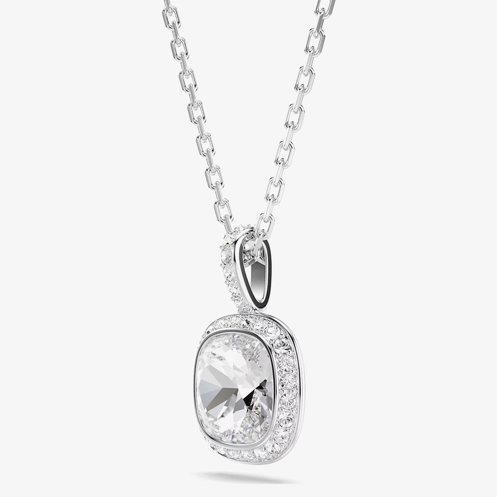 Swarovski Una Angelic Rhodium Plated Cushion Cut Halo Pendant 5754340