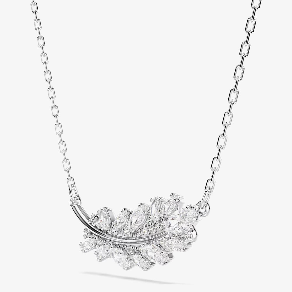 Swarovski Vienna Rhodium Plated Feather Pendant 5756111