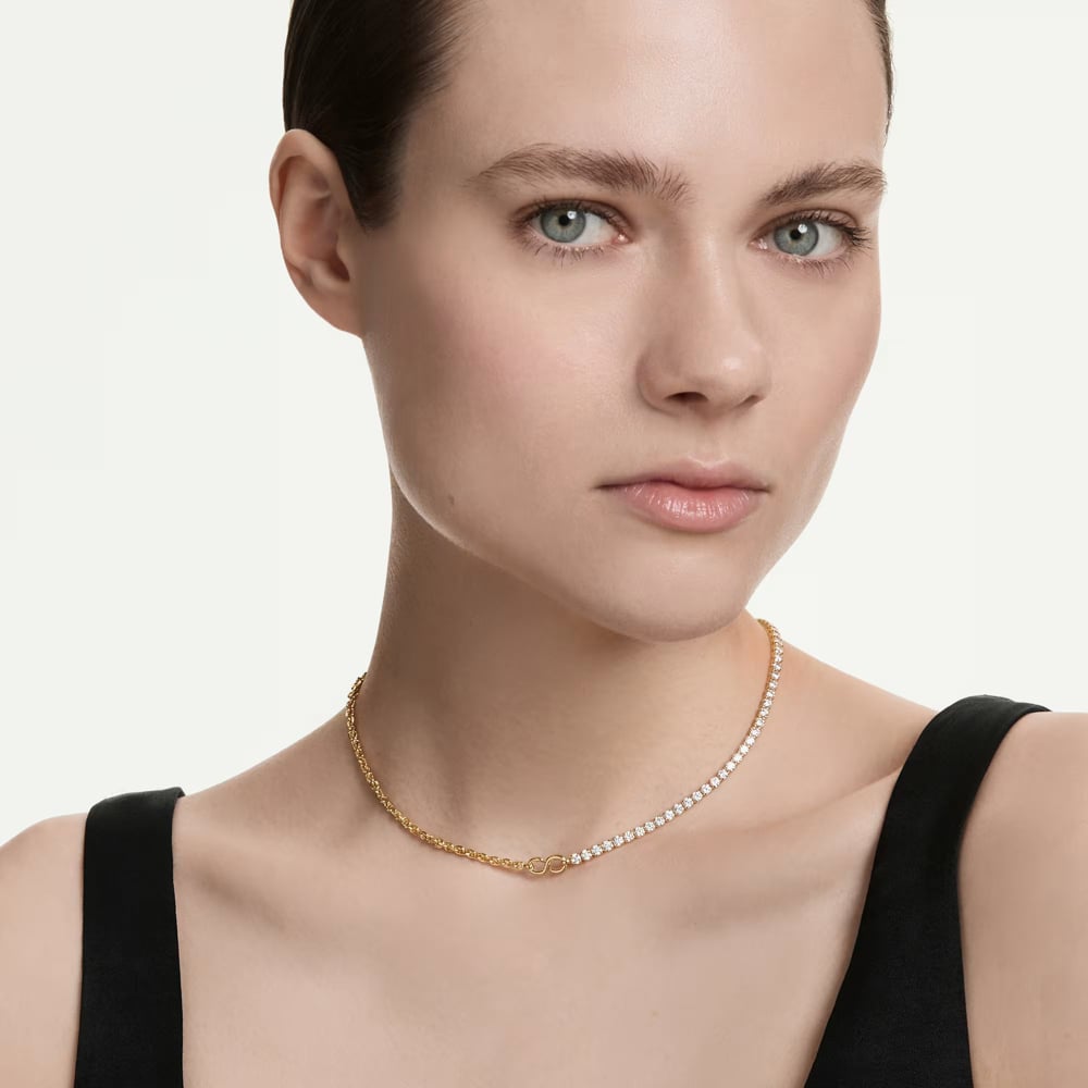Swarovski Matrix 18ct Yellow Gold Plated Half Tennis Necklace 5747717