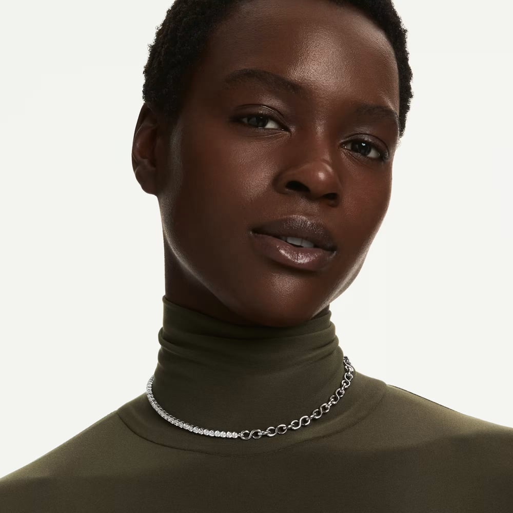 Swarovski Matrix Rhodium Plated Half Tennis Necklace 5747732