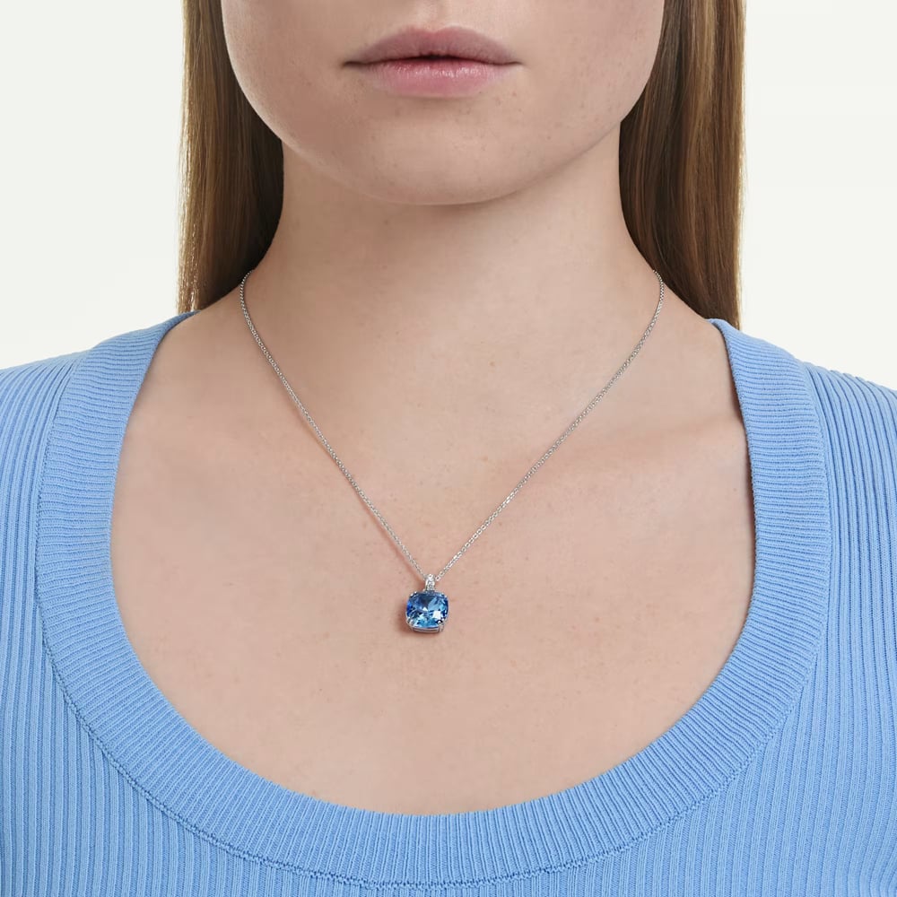 Swarovski Millenia Rhodium Plated Cushion Cut Blue Pendant 5760057