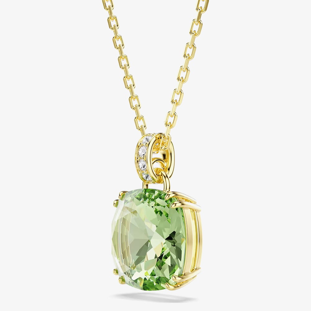 Swarovski Millenia 18ct Yellow Gold Plated Cushion Cut Green Pendant 5764821