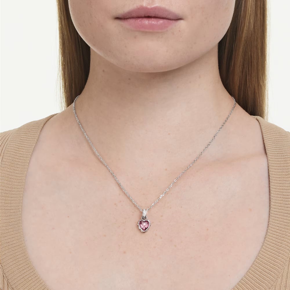 Swarovski Chroma Rhodium Plated Pink Heart Pendant 5757789
