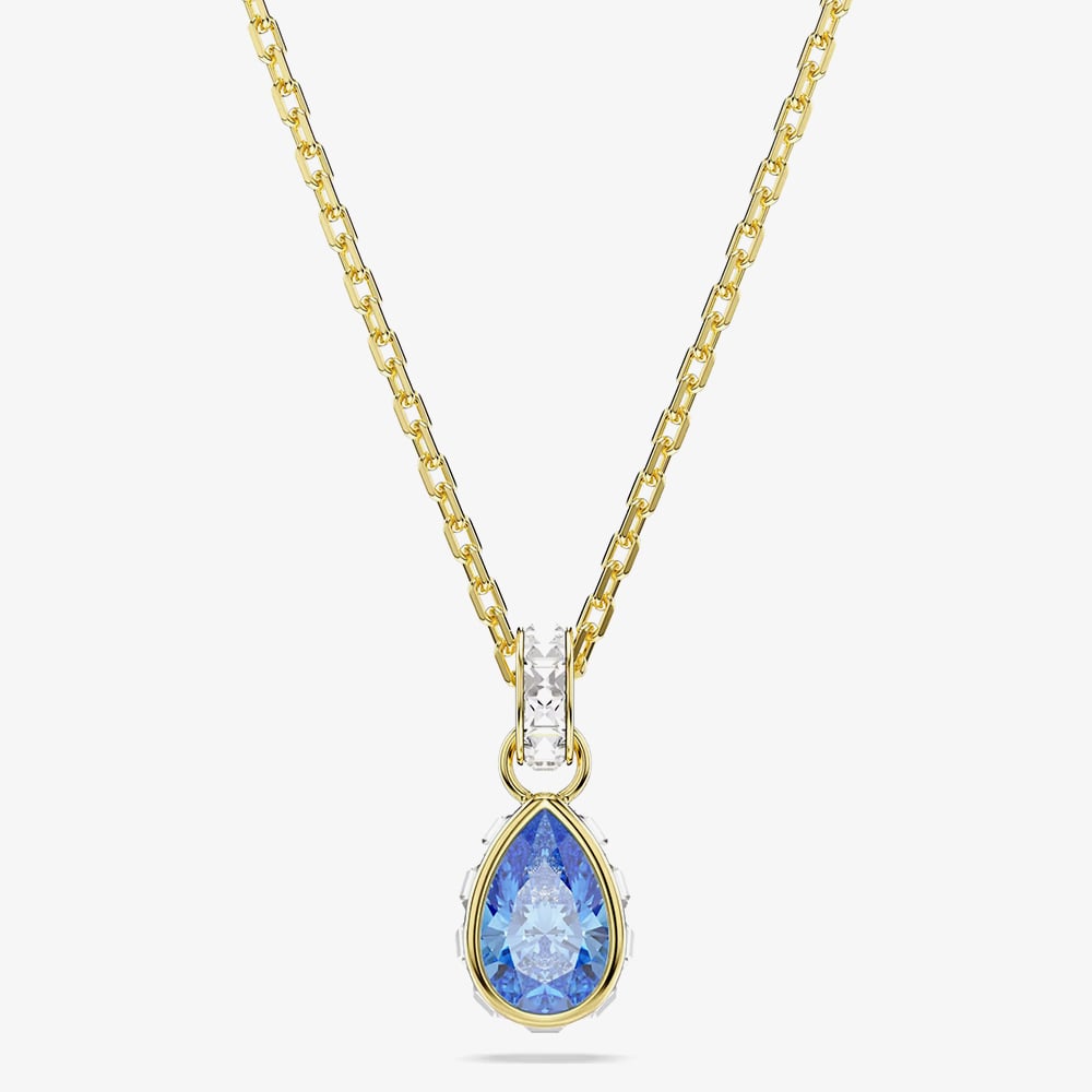 Swarovski Chroma 18ct Yellow Gold Plated Pear Cut Blue Pendant 5757786