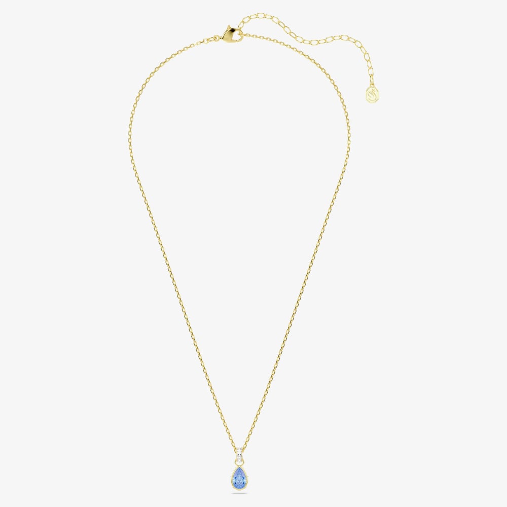 Swarovski Chroma 18ct Yellow Gold Plated Pear Cut Blue Pendant 5757786