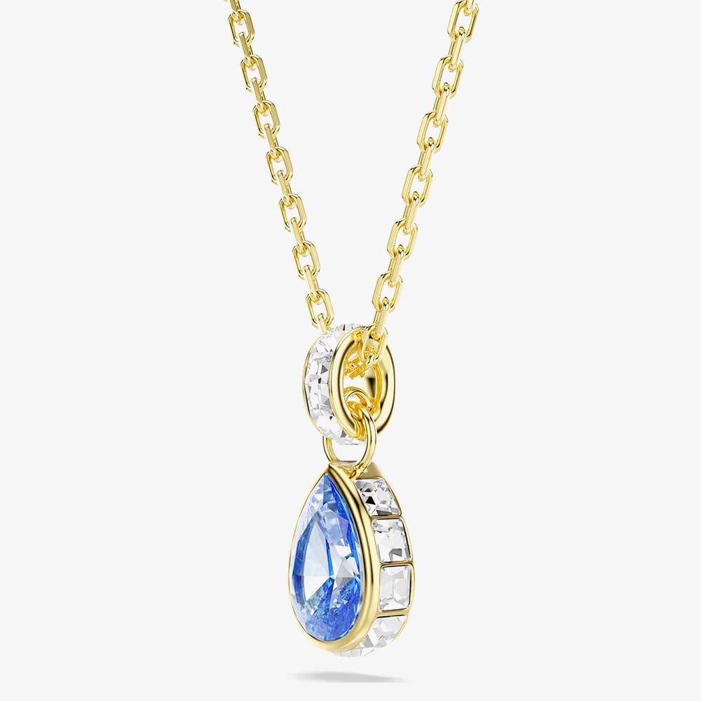 Swarovski Chroma 18ct Yellow Gold Plated Pear Cut Blue Pendant 5757786