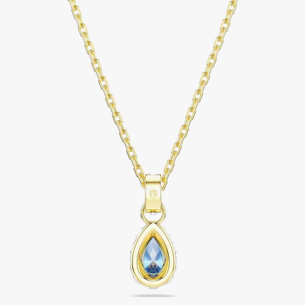 Swarovski Chroma 18ct Yellow Gold Plated Pear Cut Blue Pendant 5757786