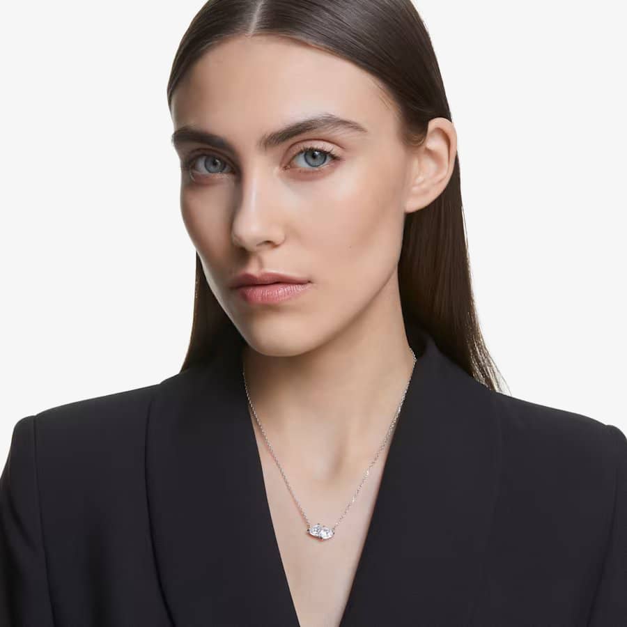 Swarovski Attract Soul White Crystal Two Heart Necklace 5517117