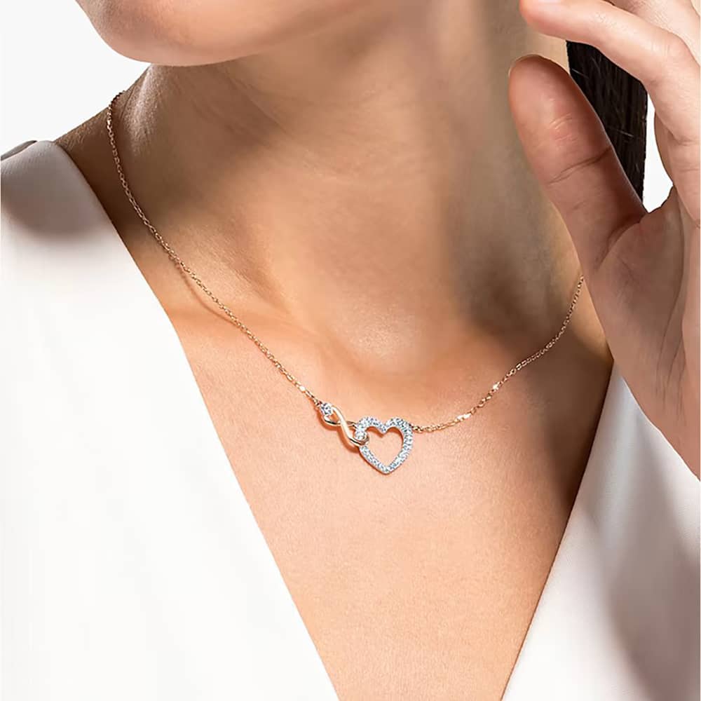 Swarovski Infinity Heart Two Colour White Crystal Necklace 5518865