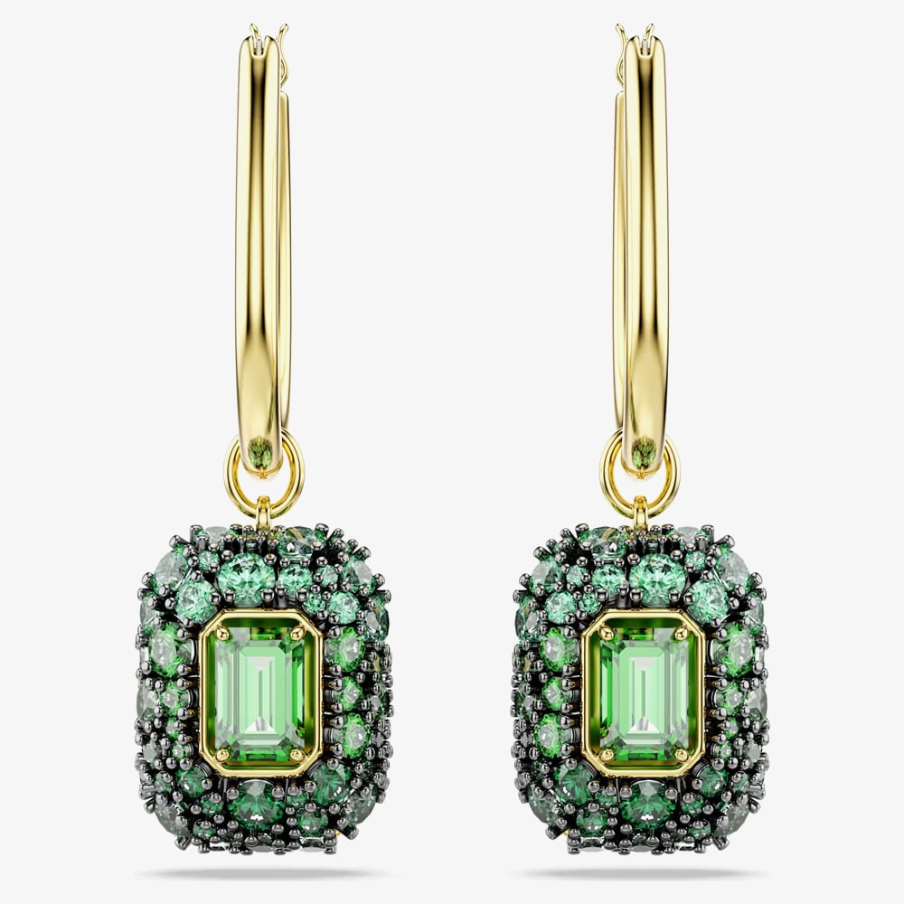 Swarovski Sublima 18ct Yellow Gold Plated Emerald Cut Cluster Drop Earrings 5752890
