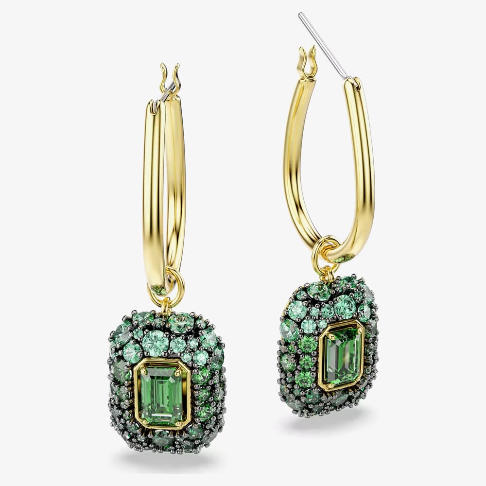 Swarovski Sublima 18ct Yellow Gold Plated Emerald Cut Cluster Drop Earrings 5752890