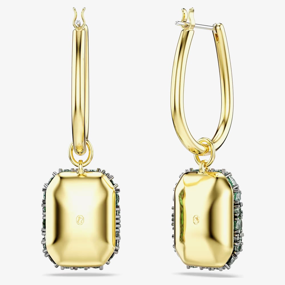 Swarovski Sublima 18ct Yellow Gold Plated Emerald Cut Cluster Drop Earrings 5752890
