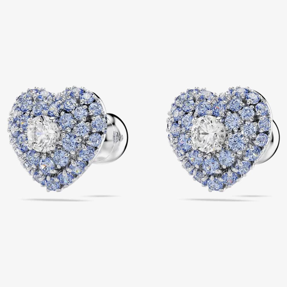 Swarovski Hyperbola Rhodium Plated Blue Heart Stud Earrings 5683576