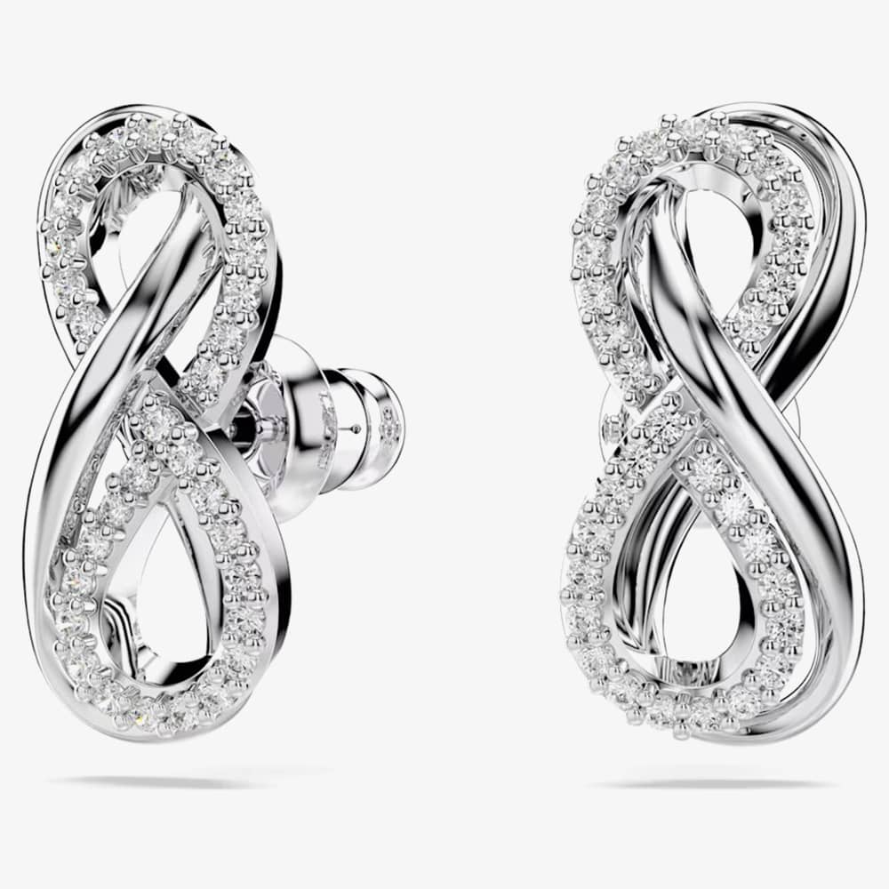Swarovski Hyperbola Rhodium Plated White Infinity Earrings 5687269