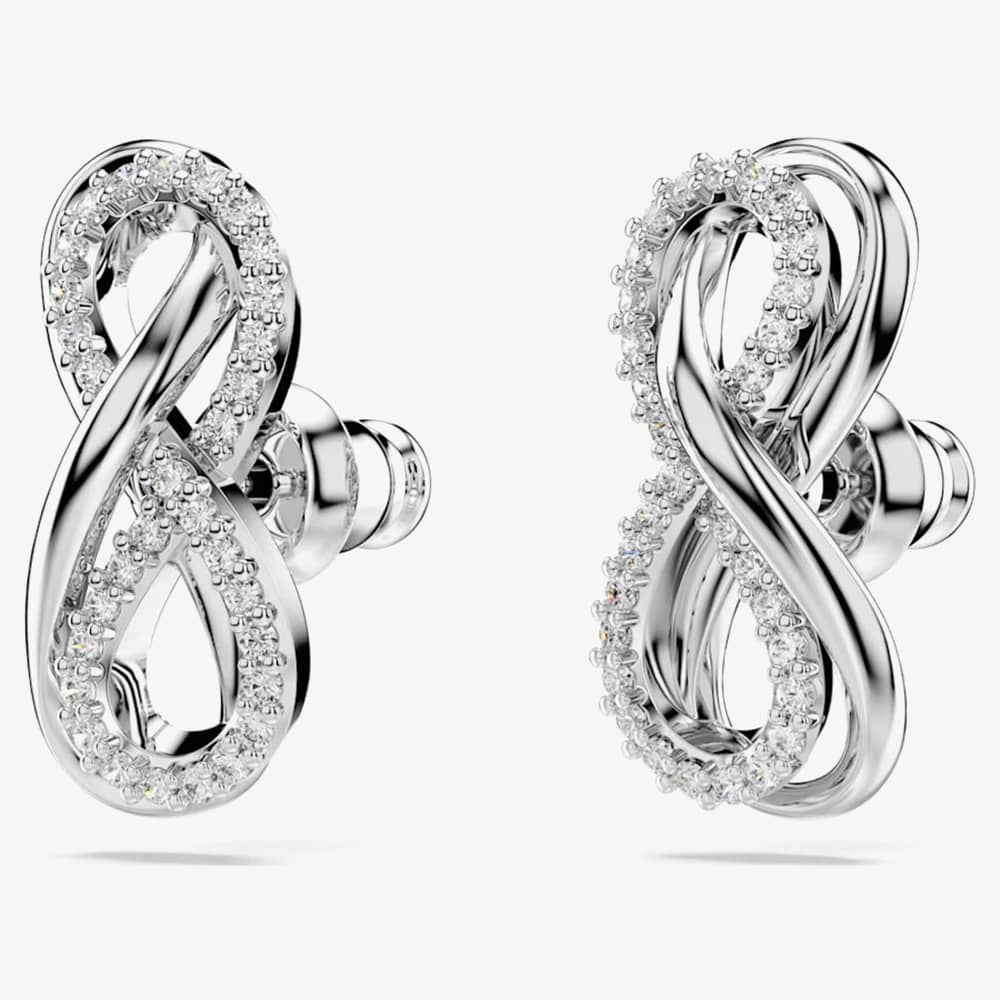 Swarovski Hyperbola Rhodium Plated White Infinity Earrings 5687269