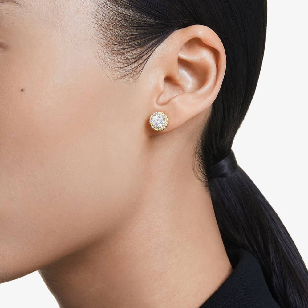 Swarovski Una Gold Tone Plated Halo Stud Earrings 5686637