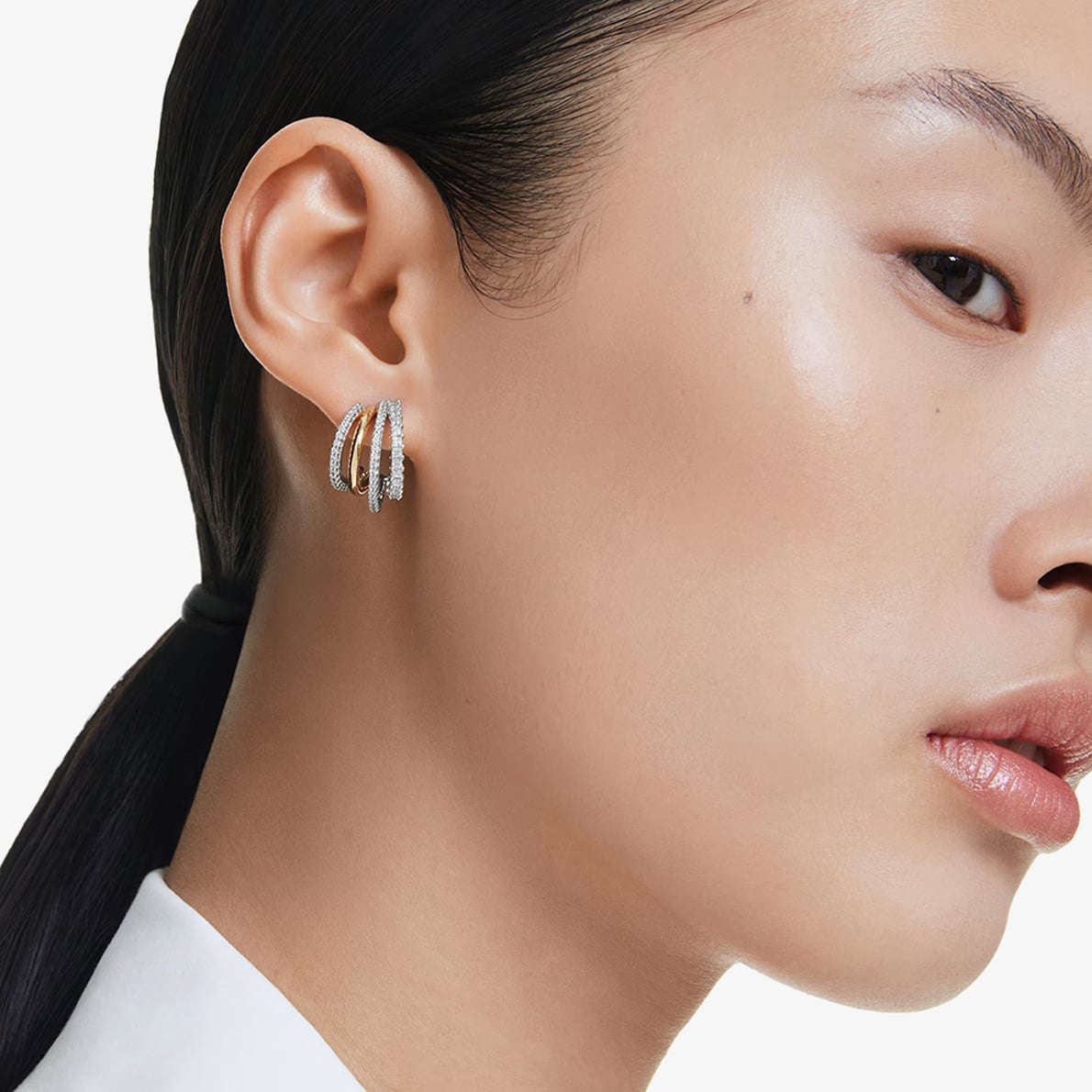 Swarovski Hyperbola Two Colour Mini Half Hoop Earrings 5689718