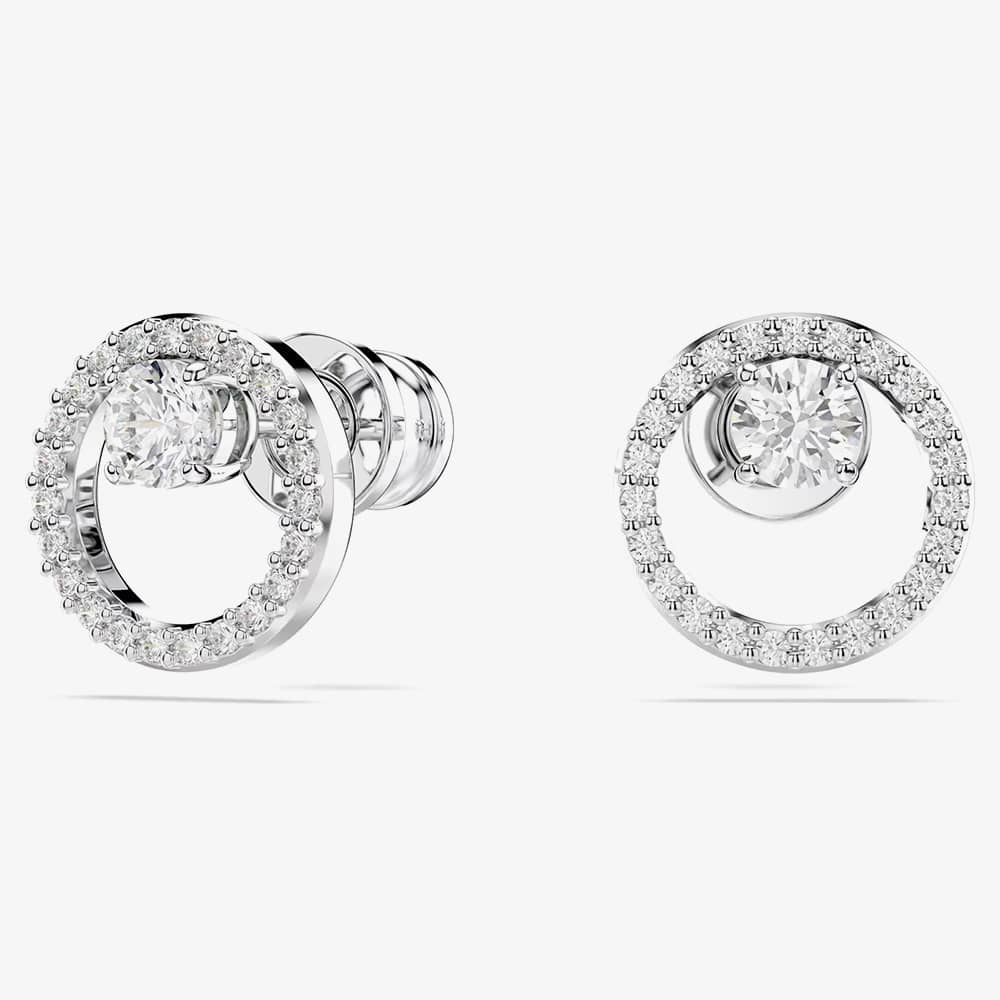 Swarovski Constella Rhodium Tone Plated Circle Stud Earrings 5692262