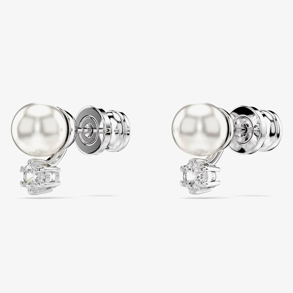 Swarovski Matrix Rhodium Plated Crystal Pearl Stud Earrings 5694225