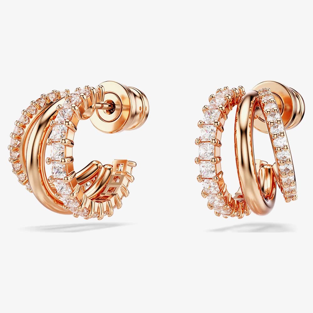 Swarovski Hyperbola Rose Gold Tone Plated Mini Half Hoop Earrings 5698702