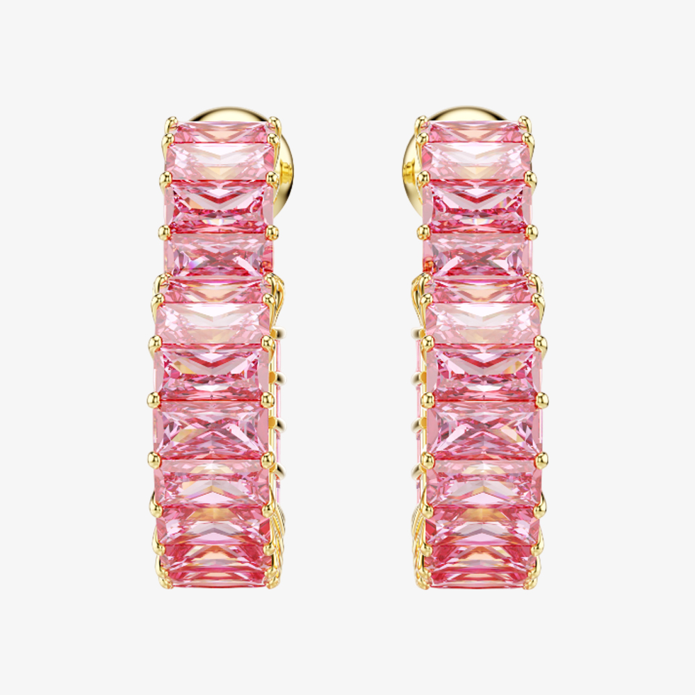 Swarovski Matrix Gold Pink Crystal Hoop Earrings 5706340
