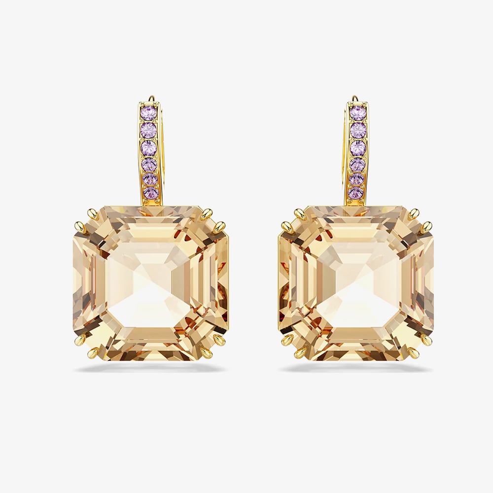 Swarovski Millenia Gold Tone Plated Caramel Crystal Drop Earrings 5725744