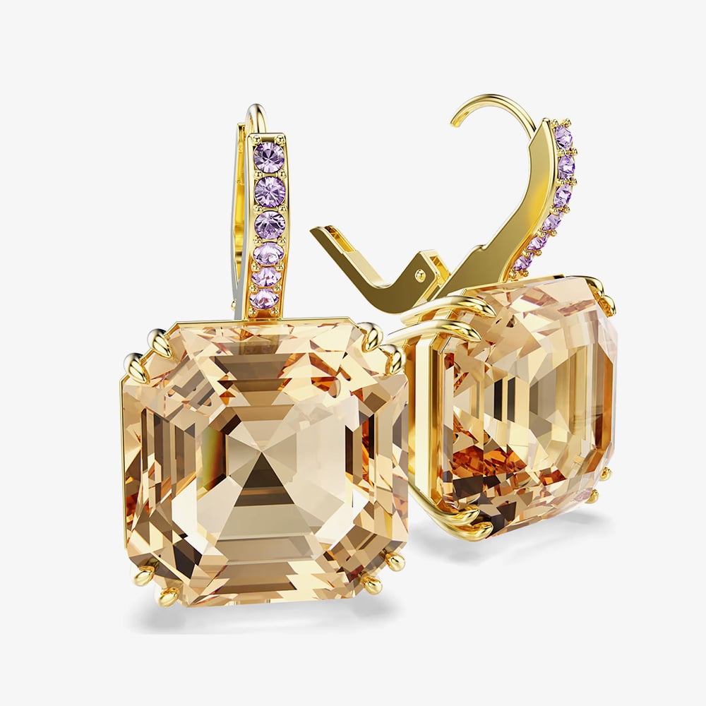 Swarovski Millenia Gold Tone Plated Caramel Crystal Drop Earrings 5725744