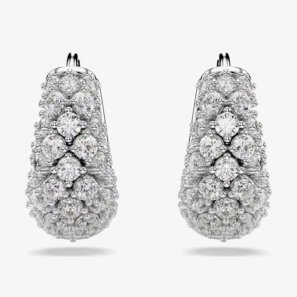 Swarovski Sublima Rhodium Plated White Zirconia Hoop Earrings 5732282