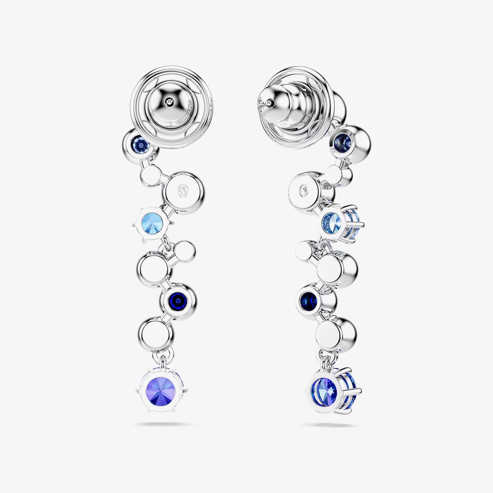 Swarovski Constella Rhodium Plated Blue & White Crystal Drop Earrings 5732775