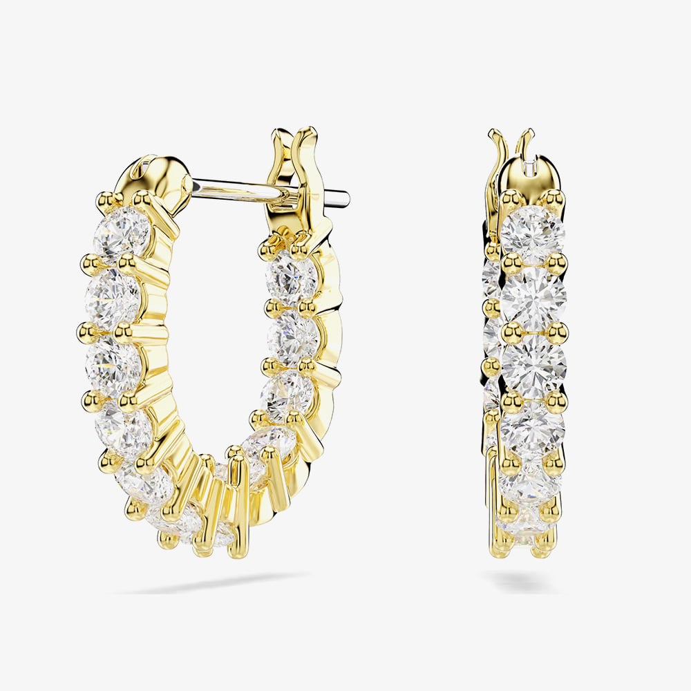 Click to view product details and reviews for Swarovski Matrix Vittore Gold Tone Plated White Zirconia Hoop Earrings 5733398.