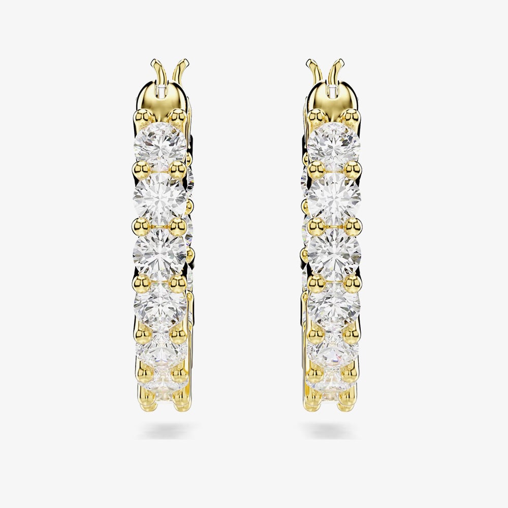 Swarovski Matrix Vittore Gold Tone Plated White Zirconia Hoop Earrings 5733398