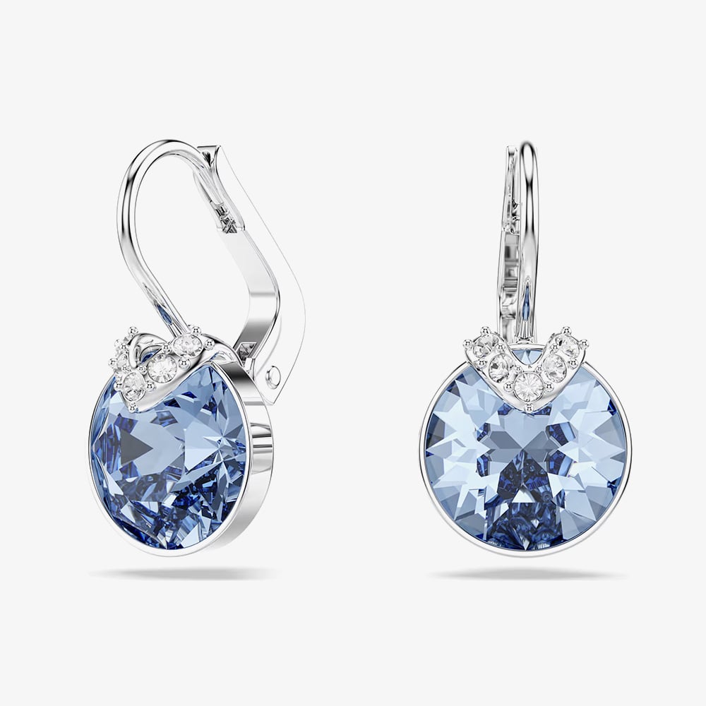 Click to view product details and reviews for Swarovski Bella Rhodium Plated Blue Crystal V Drop Earrings 5734234.