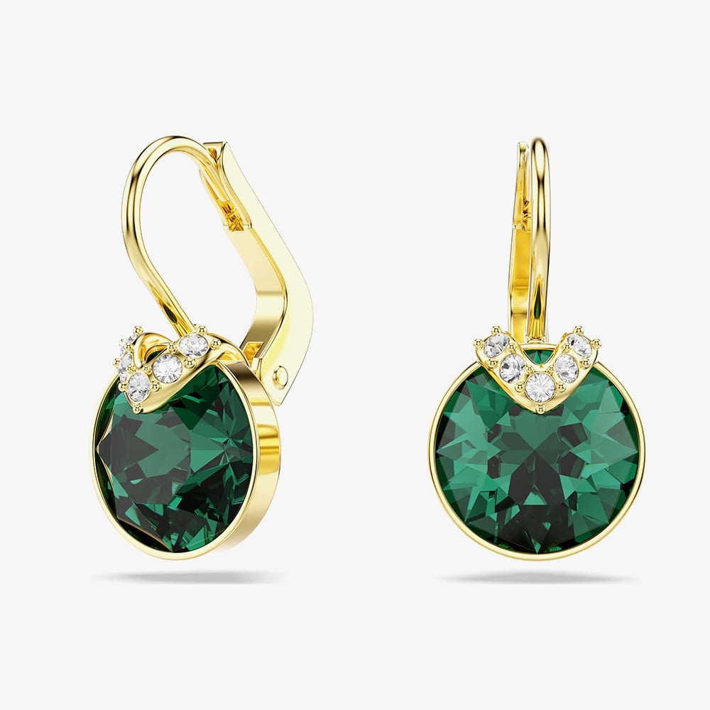 Click to view product details and reviews for Swarovski Bella Gold Tone Plated Green Crystal V Drop Earrings 5735389.