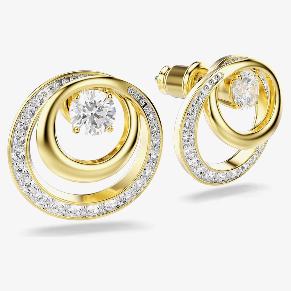 Swarovski Hyperbola Gold Tone Plated Crystal Stud Earrings 5740407