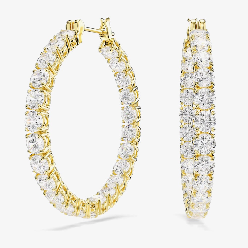 Swarovski Matrix Gold Tone Plated Zirconia Hoop Earrings 5750620