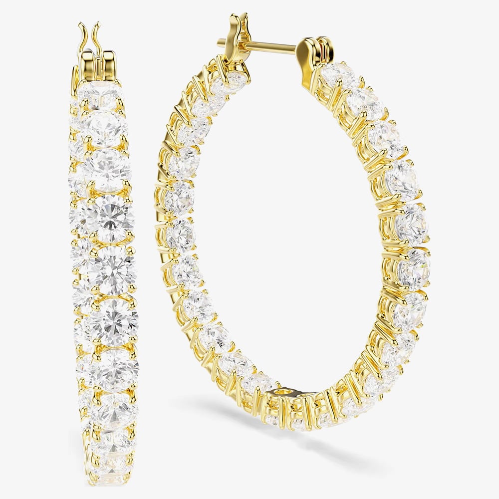 Swarovski Matrix Gold Tone Plated Zirconia Hoop Earrings 5750620