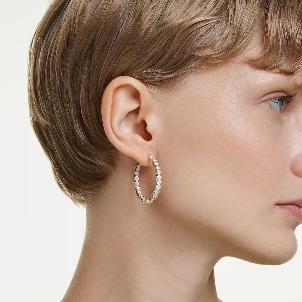 Swarovski Matrix Gold Tone Plated Zirconia Hoop Earrings 5750620