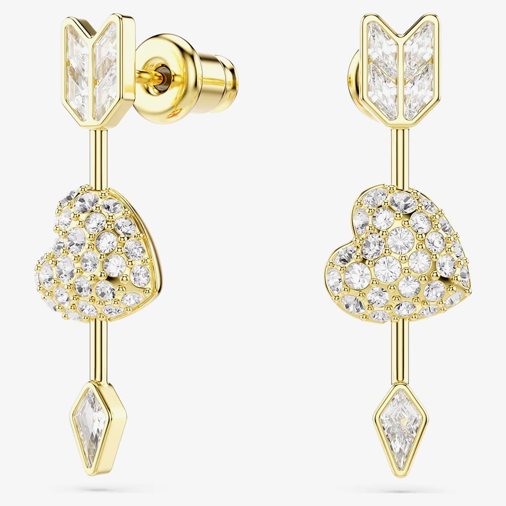Swarovski Idyllia Gold Tone Reversible Arrow Heart Earrings 5737295